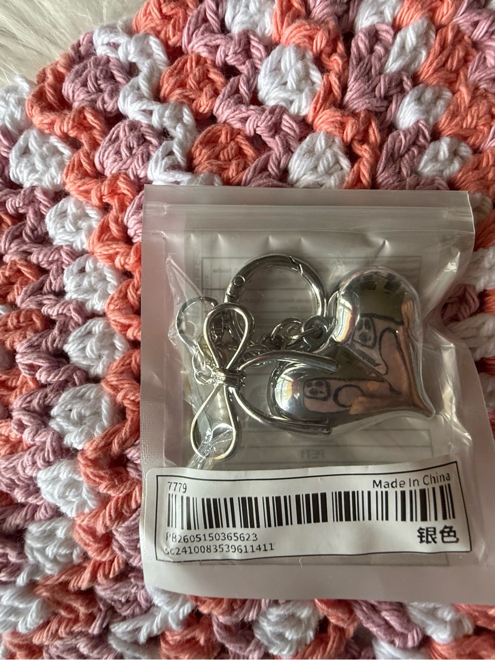 Silver Heart & Bow Keychain Charm - Women Accessories